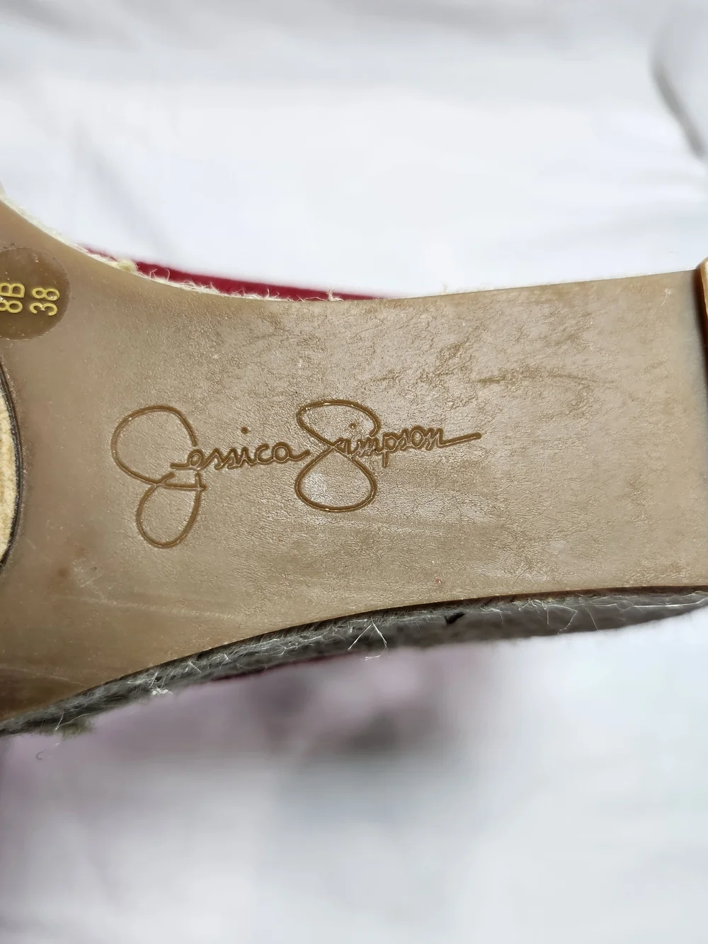 Jessica Simpson Red Canvas Slingback Espadrille Wedge Sandals Size 8